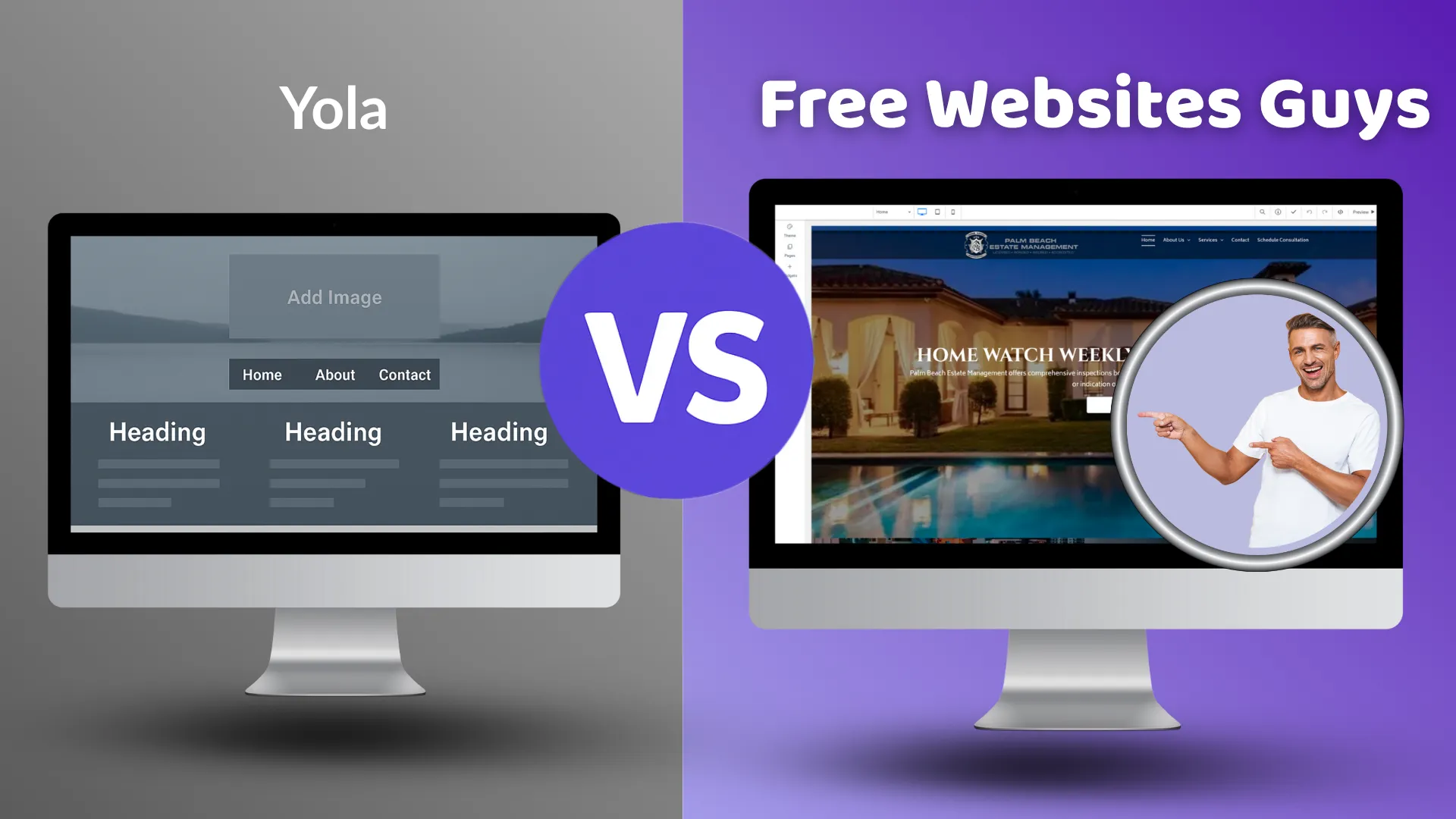 WP Yola vs Free Websites Guys comparison showing builder tools and layout differences ( 1920 x 1080px ) Yola vs Free Websites Guys comparison showing builder tools and layout differences